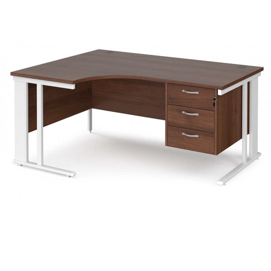 Maestro Cantilever Ergonomic Corner Desk with Fixed Pedestal